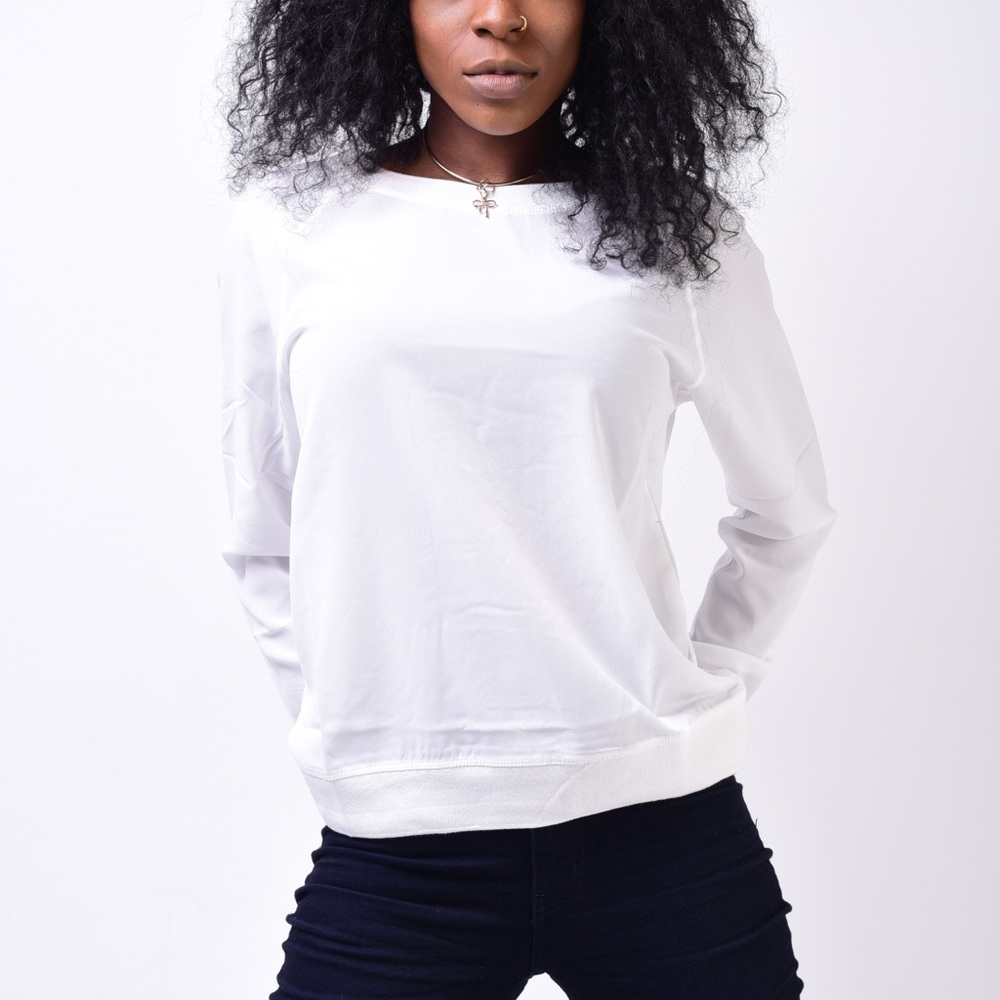 Forever 21 full sleeve woven top - white